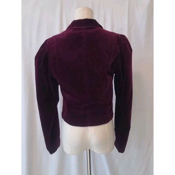 Vintage Laura Ashley Womens Maroon Velvet Blazer Jacket US 12 - Picture 4 of 5